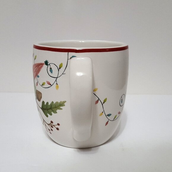 NEW RARE Pottery Barn Set of 4 Forest Gnome Christmas Mugs 22 OZ Stoneware - Picture 4 of 8